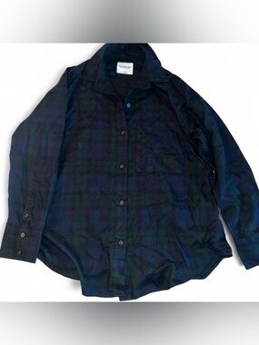 Dark Green & Navy Abercrombie & Fitch Soft Plaid Button-Up Shirt Size S